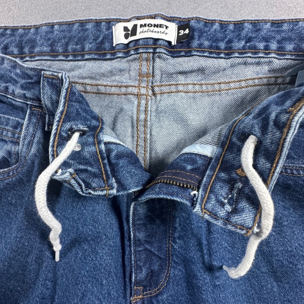 Monet Skateboards Carpenter Baggy Jean 36x29 Blue Relaxed Fit Utility Skater Y2K - Picture 4 of 9